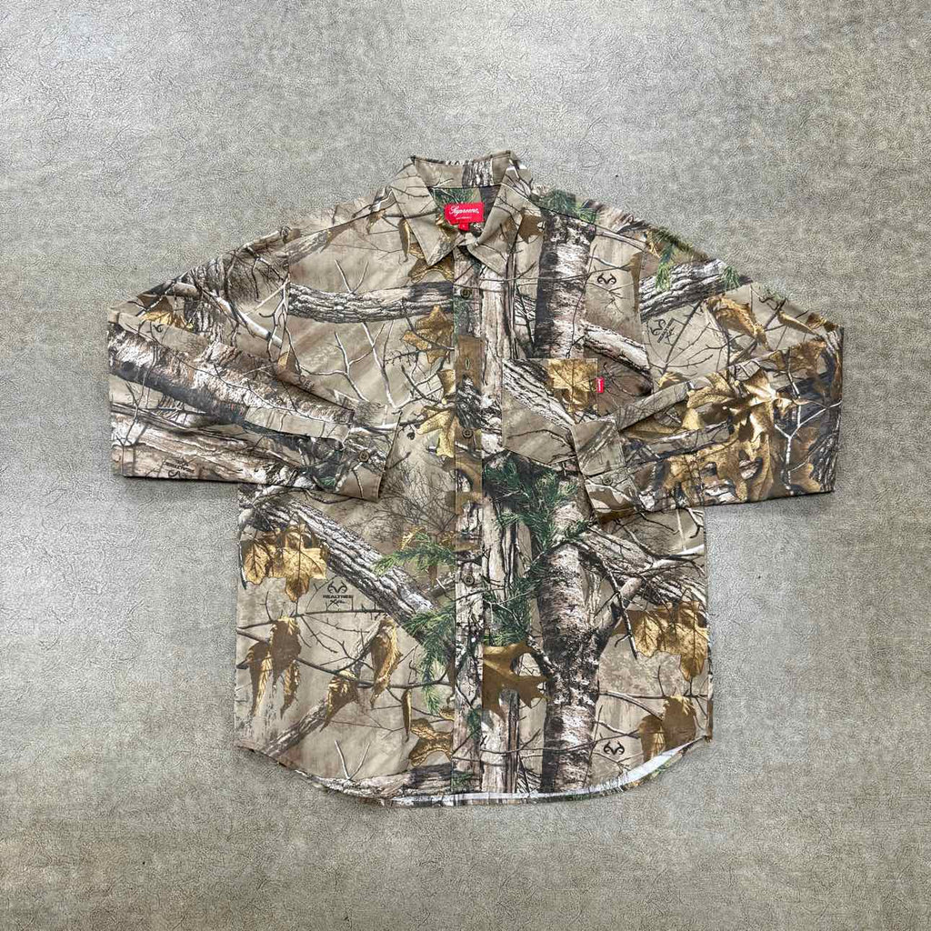 Supreme Button Up "REAL TREE CAMO" Green Used Size L