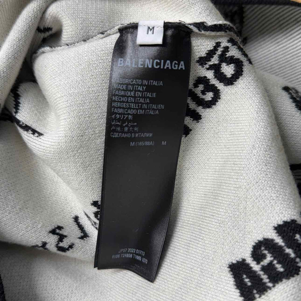 Balenciaga Knit Crewneck "LOGO MANIA" Black New Size M