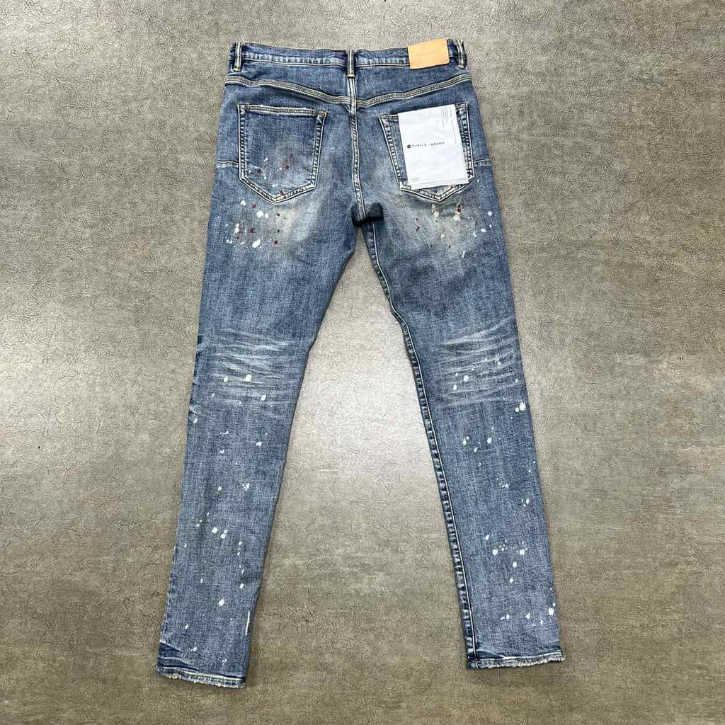 Purple Jeans "PAINT SPLATTER" Blue Used Size 34