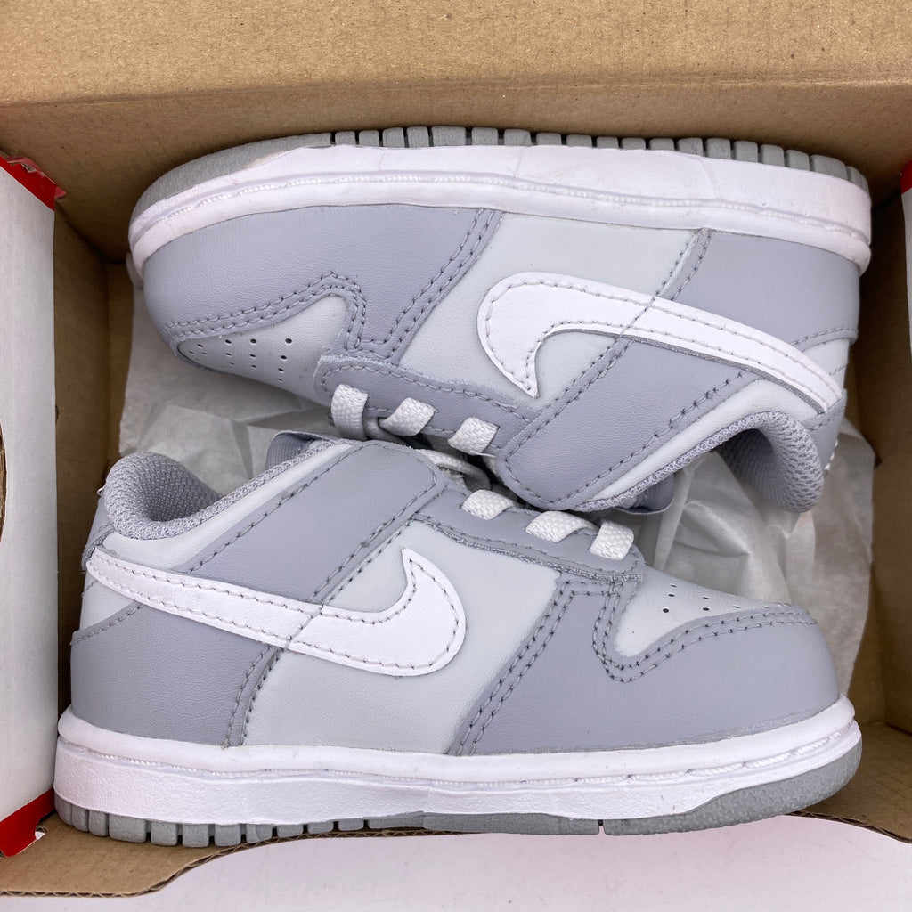 Nike (TD) Dunk Low "Two Tone Grey" 2022 New Size 6C