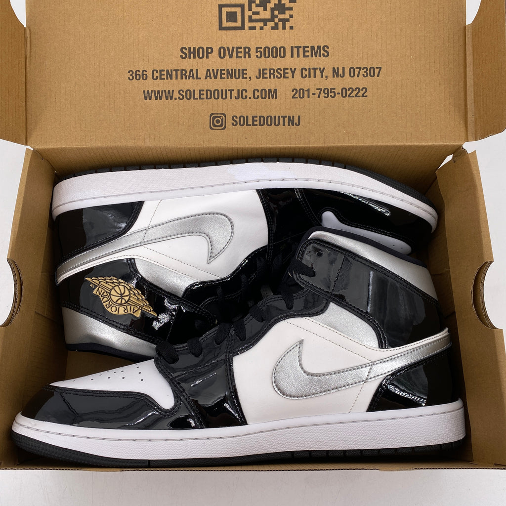 Air Jordan 1 Mid SE "Patent Black White Gold" 2024 Used Size 14