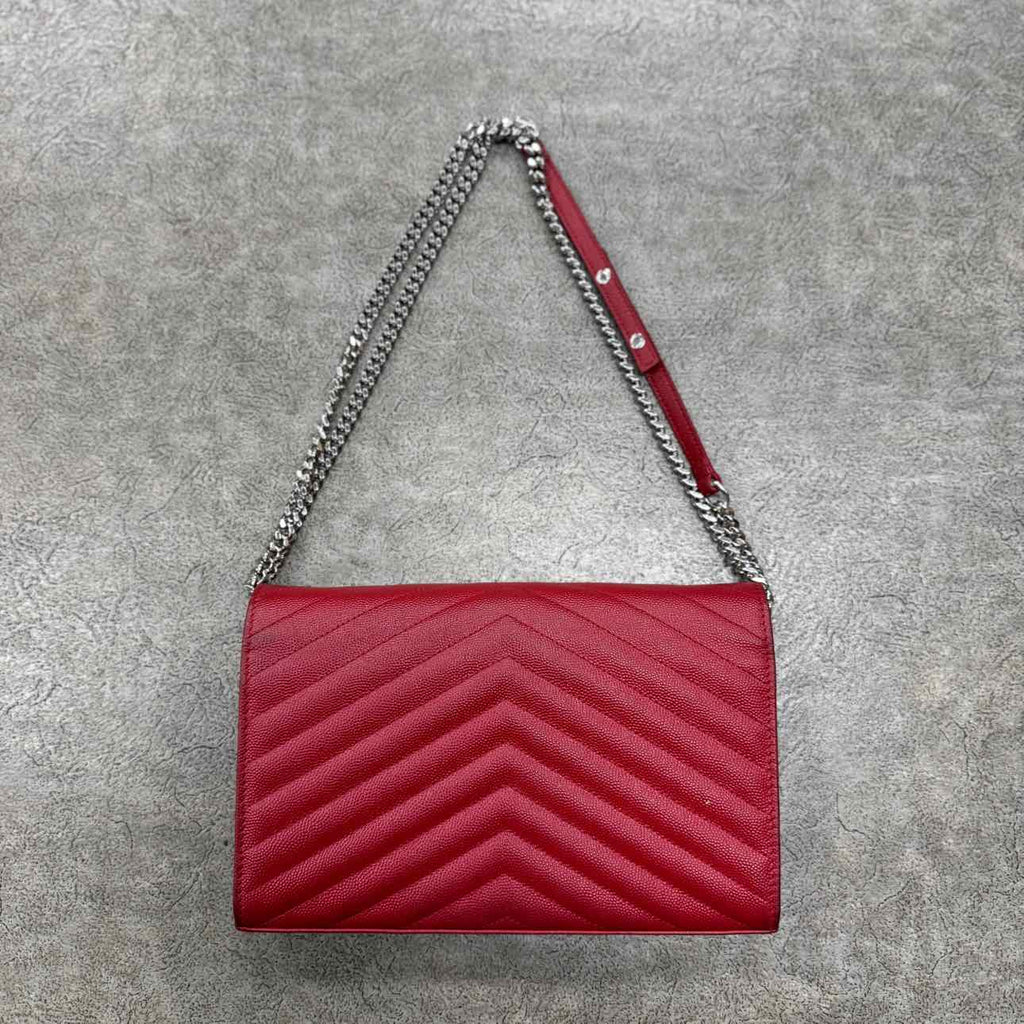 Saint Laurent Shoulder Bag "QUILTED" Used Red