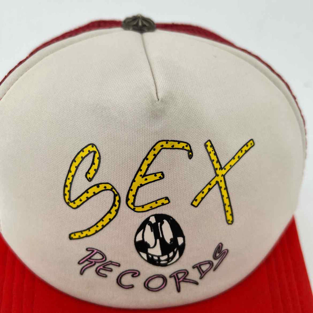 Chrome Hearts Trucker Hat "SEX RECORDS" Used Red Size OS
