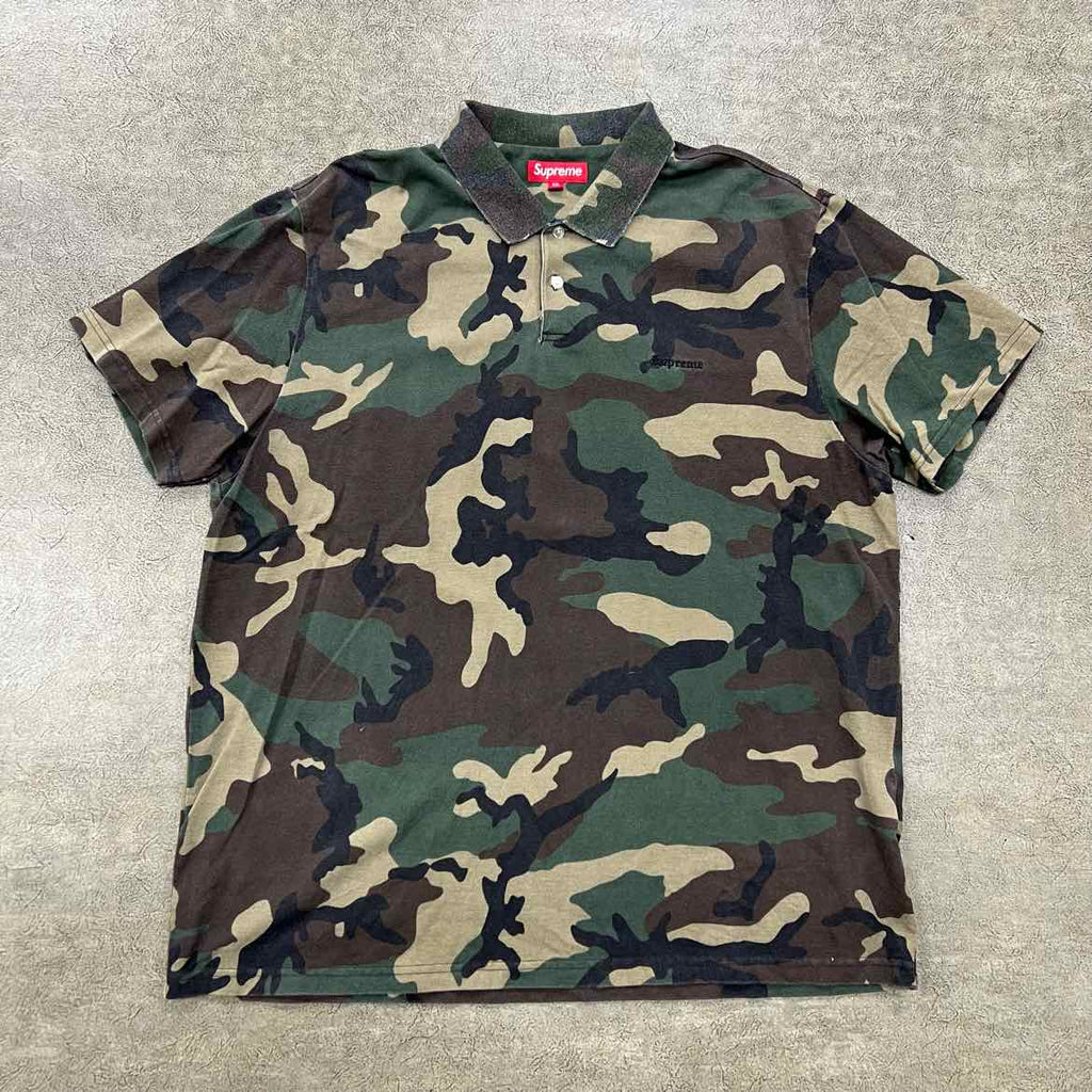 Supreme Polo "WASHED CAMO" Camo Used Size 2XL