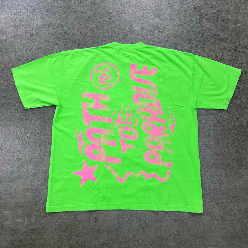 Hellstar T-Shirt "PATH TO PARADISE" Neon Used Size 2XL