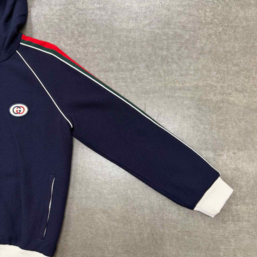 Gucci Zip Up "STRIPED LOGO" Navy Used Size XL