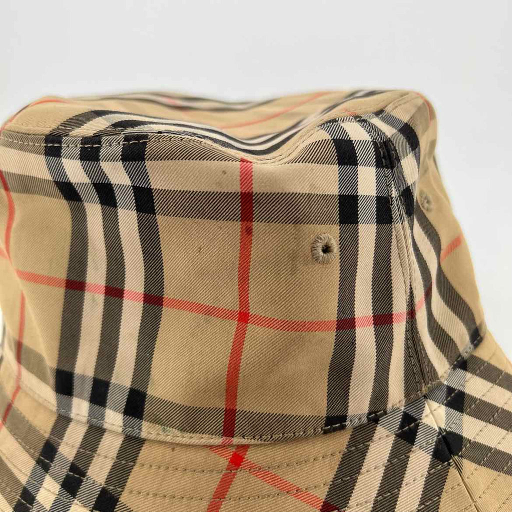 Burberry Bucket Hat "CHECK PRINT" Used Beige Size L