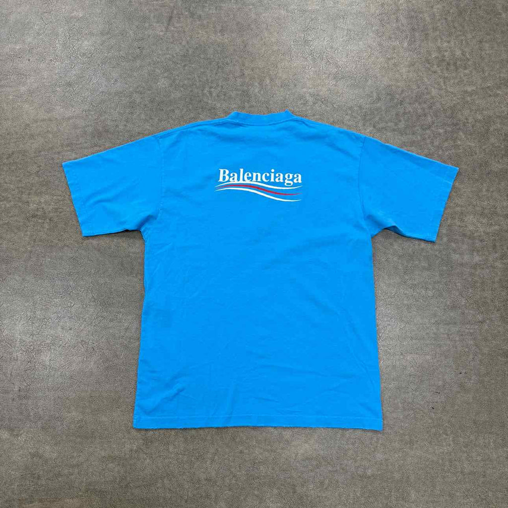 Balenciaga T-Shirt "CAMPAIGN" Blue New Size M
