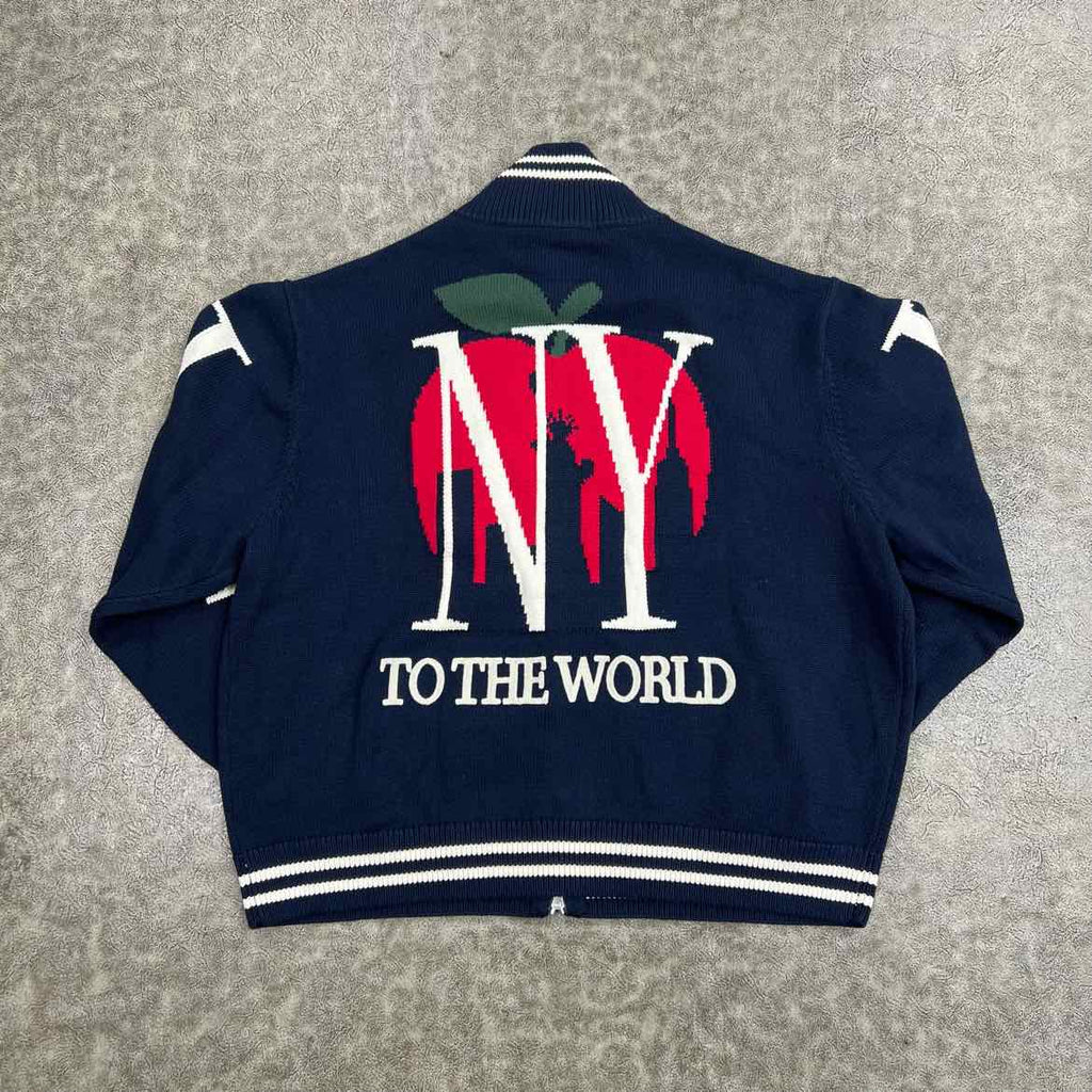 Kith Zip Up "BIG LETTER NY" Navy New Size 2XL