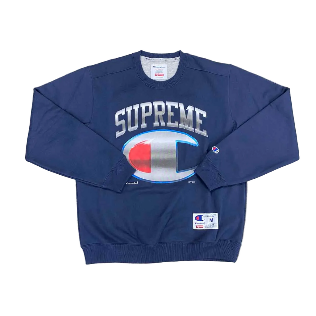 Supreme Crewneck Sweater "CHAMPION" Navy New Size M