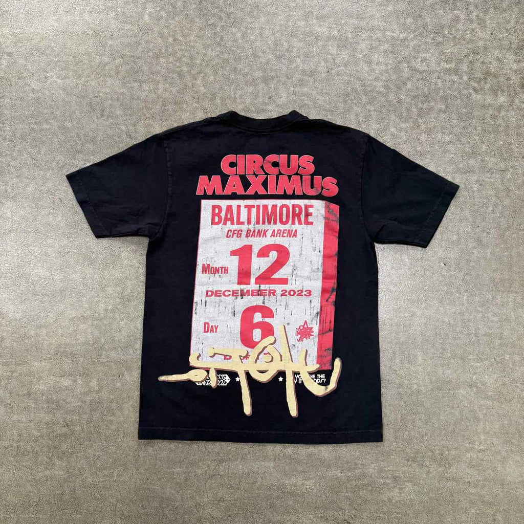 Travis Scott T-Shirt "CIRCUS MAXIMUS TOUR" Black Used Size M