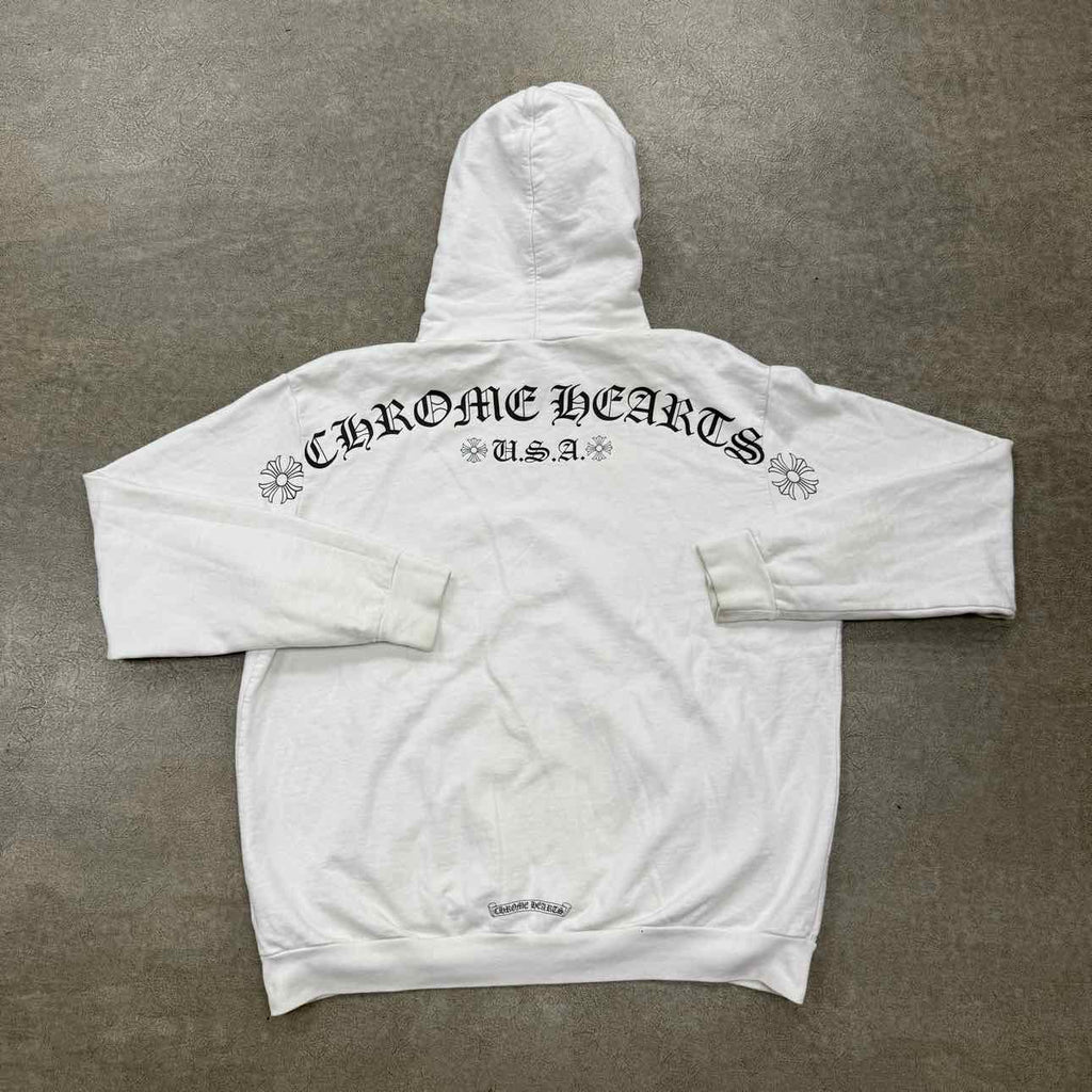 Chrome Hearts Zip Up "SCROLL LOGO" White Used Size XL