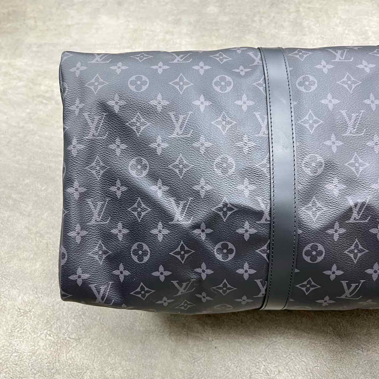 Louis Vuitton Duffle Bag &quot;KEEPALL 55&quot; Used Black Size 55