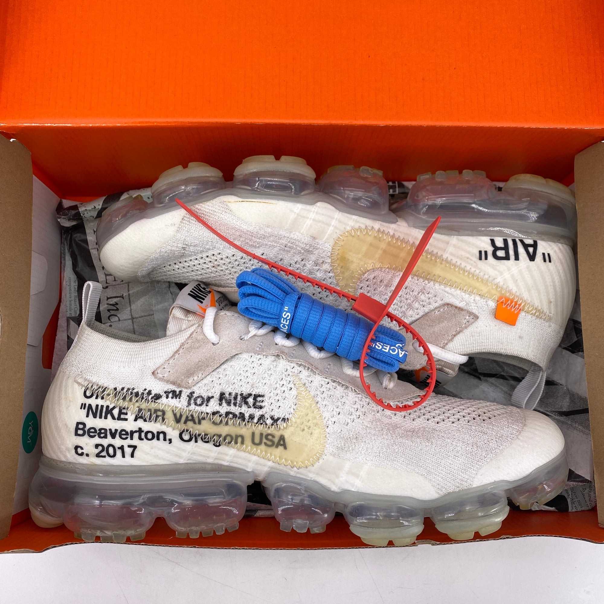 Nike Air Vapormax &quot;Ow White&quot; 2018 Used Size 9.5