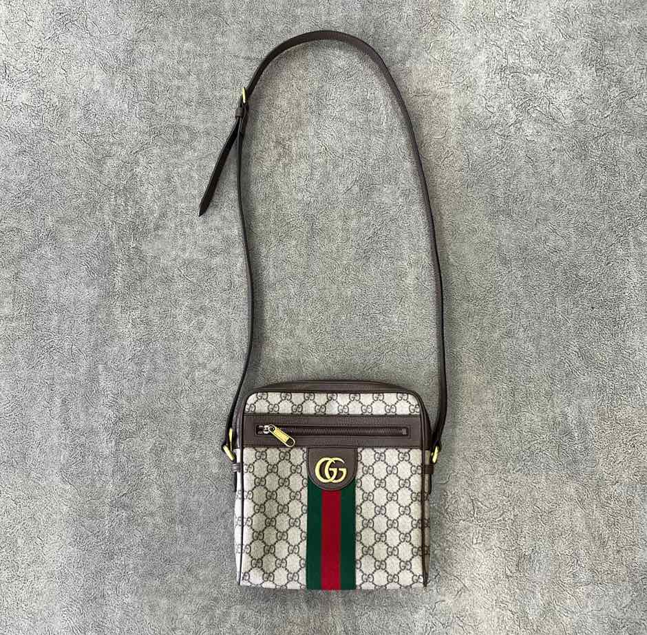 Gucci Messenger Bag "OPHIDIA GG SUPREME" Used Beige Size OS