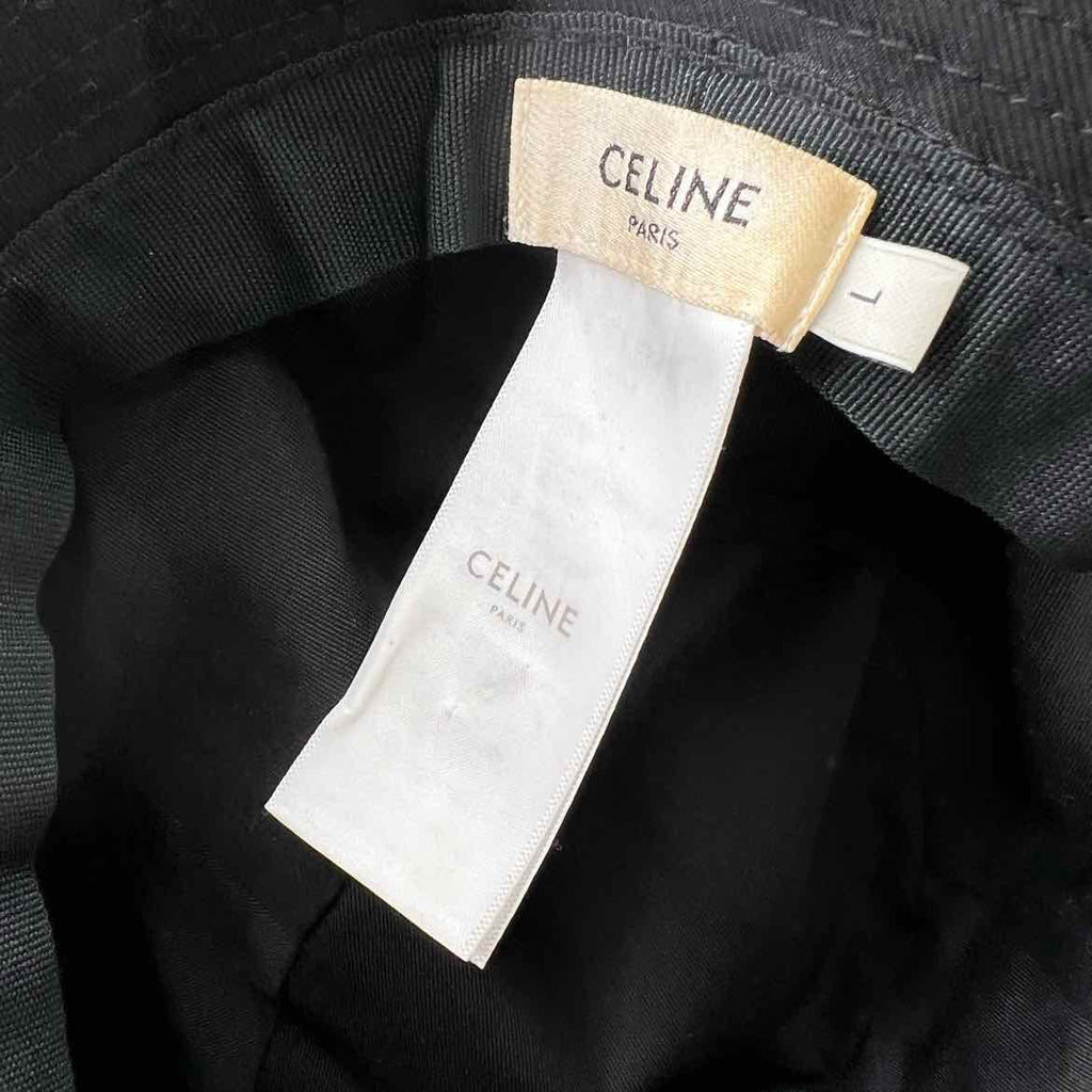Celine Bucket Hat "LOGO" Used Black
