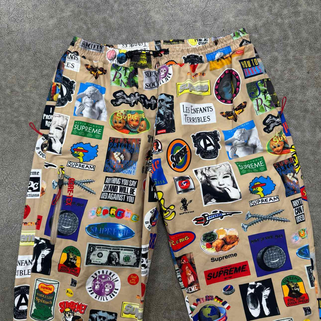 Supreme Track Pants "STICKER" Tan Used Size XL