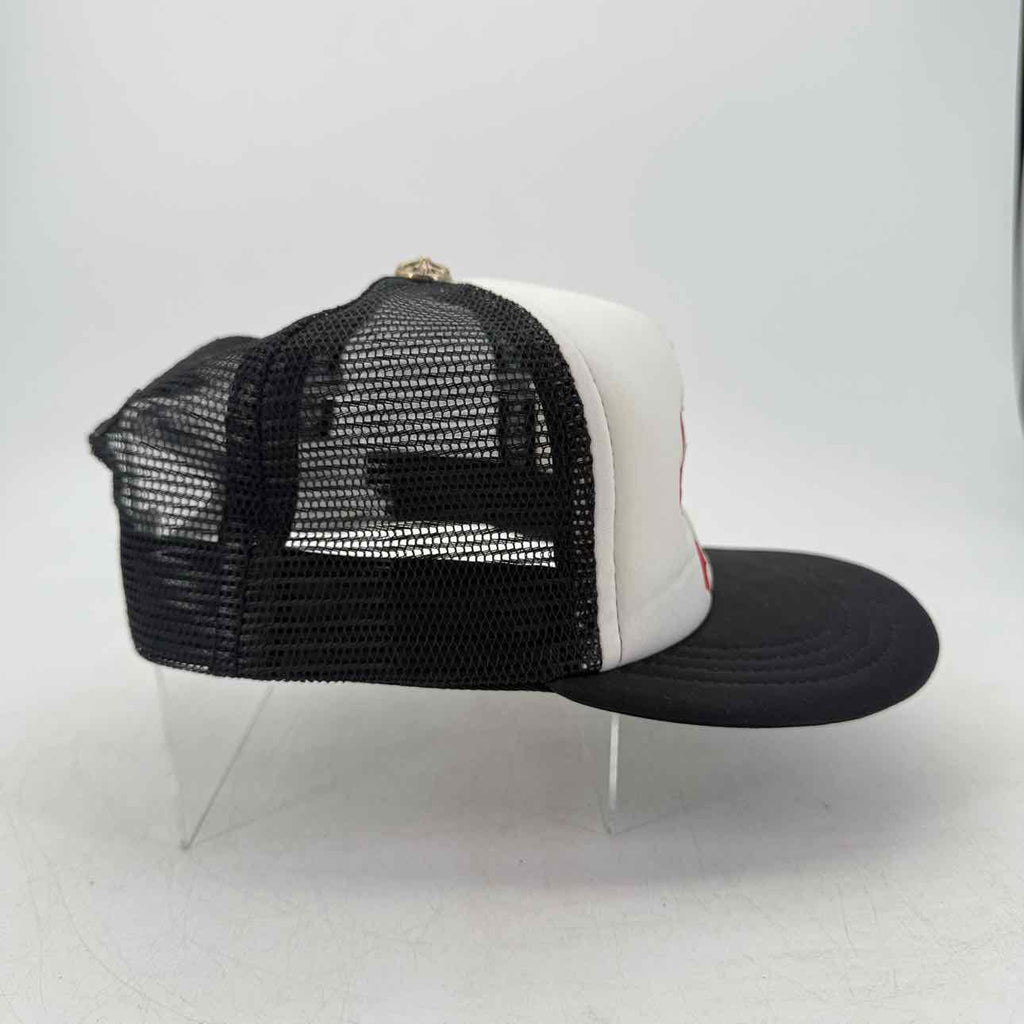 Chrome Hearts Trucker Hat "LEATHER CROSS" Used White Size OS