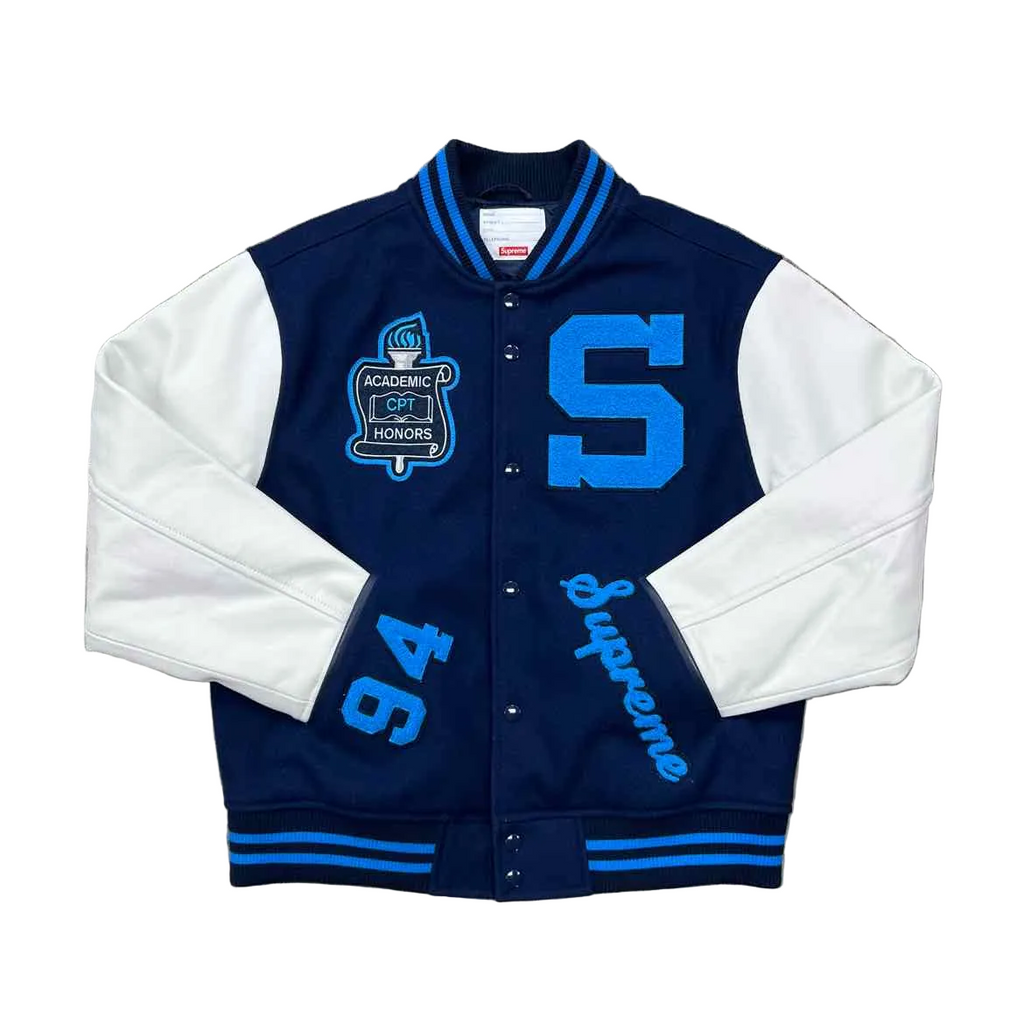 Supreme Varsity Jacket "SUPREME TEAM" Blue Used Size M