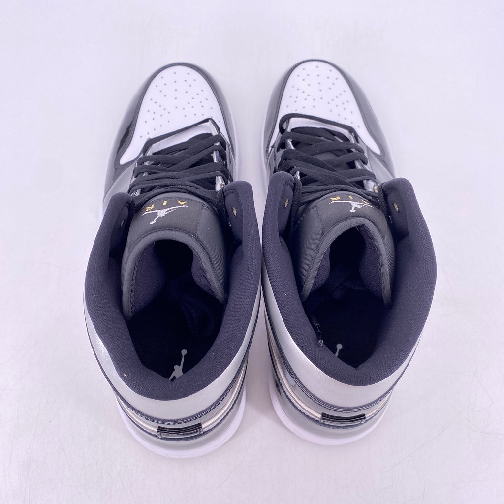 Air Jordan 1 Mid SE "Patent Black White Gold" 2024 Used Size 14