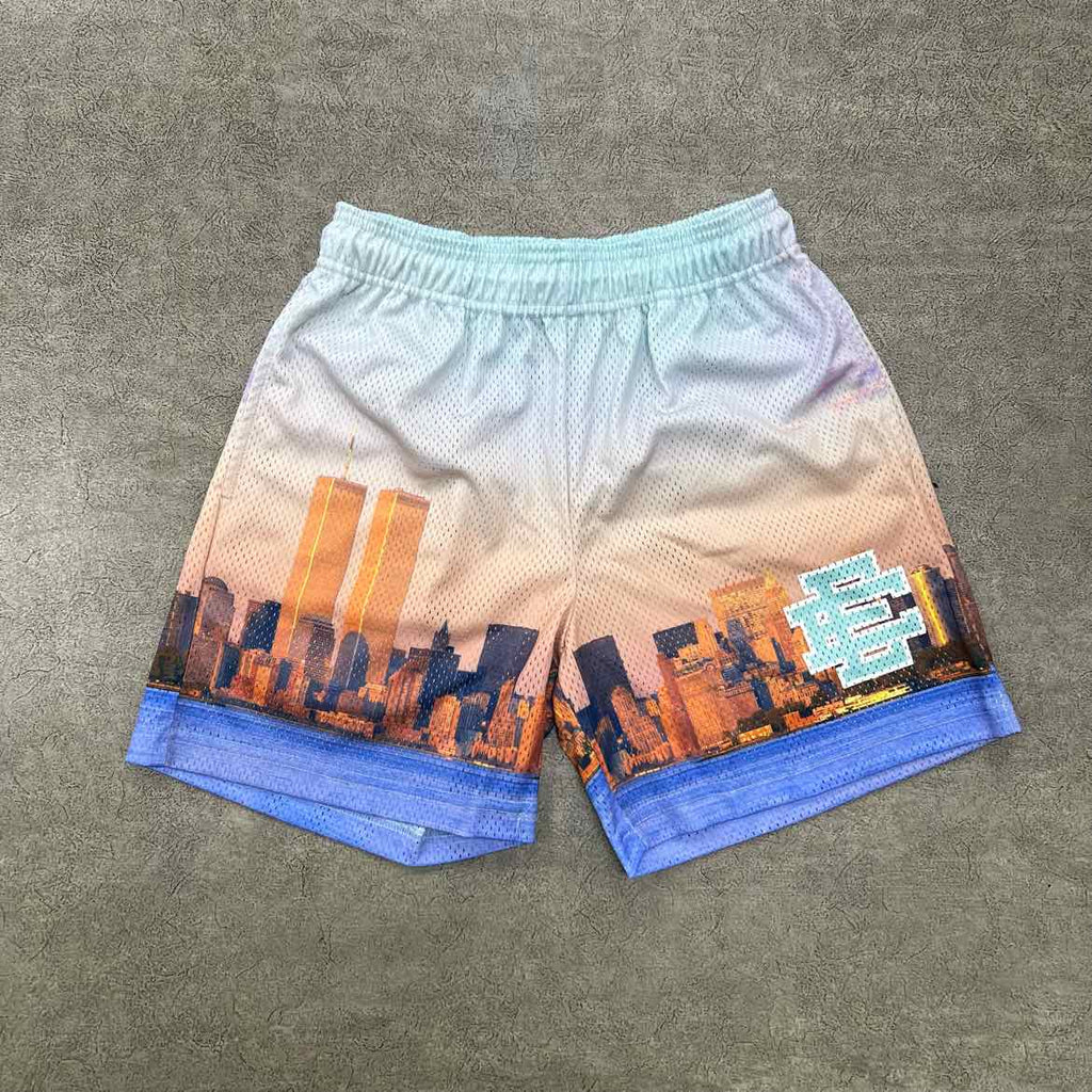 Eric Emanuel Mesh Shorts "SKYLINE" Blue New Size S
