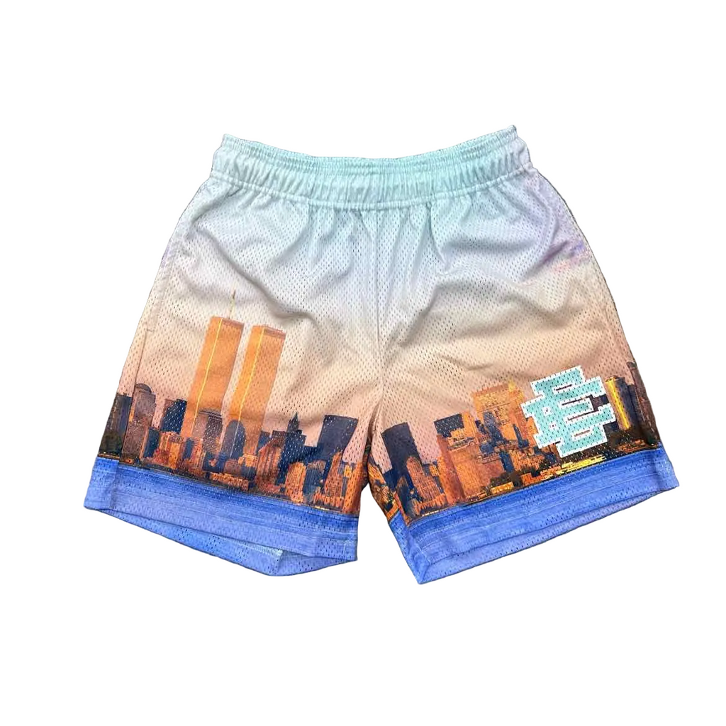 Eric Emanuel Mesh Shorts "SKYLINE" Blue New Size S