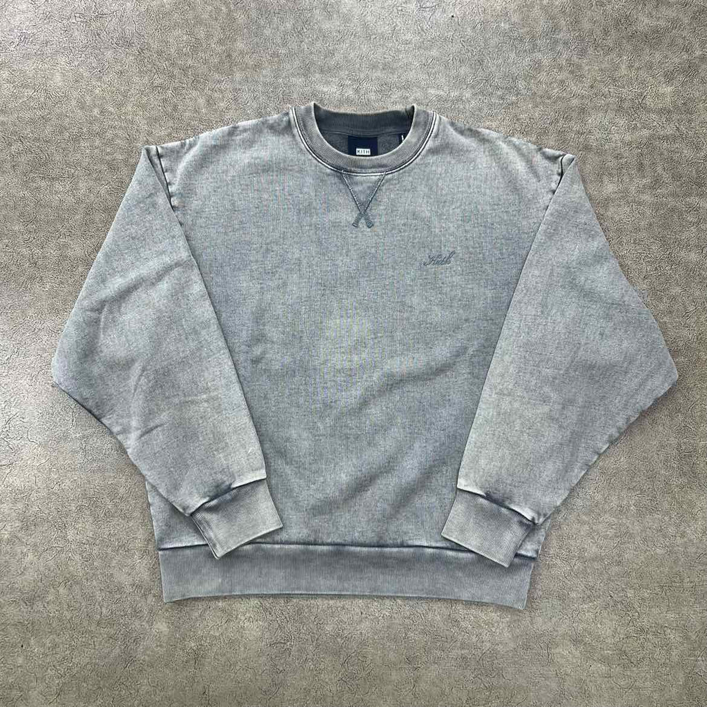 Kith Crewneck Sweater "SCRIPT" Grey Used Size S