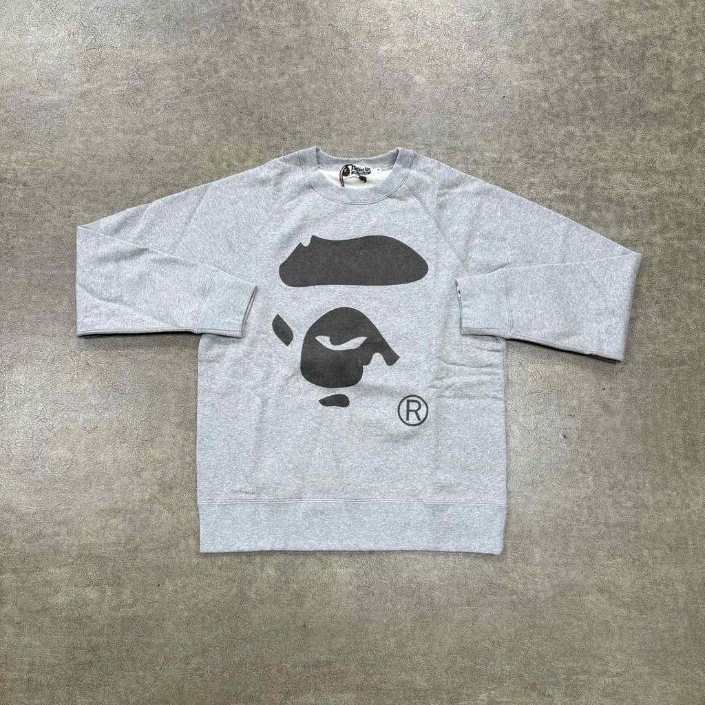 Bape Crewneck Sweater "APE FACE" Grey New Size M