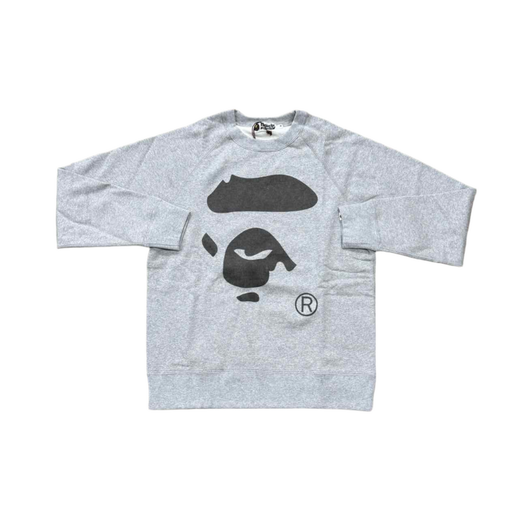 Bape Crewneck Sweater "APE FACE" Grey New Size M