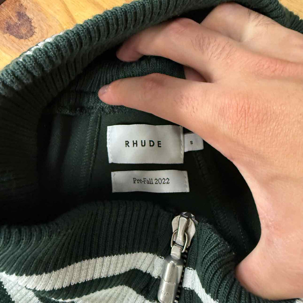 Rhude Zip Up "COLLEGE LOGO" Olive Used Size S