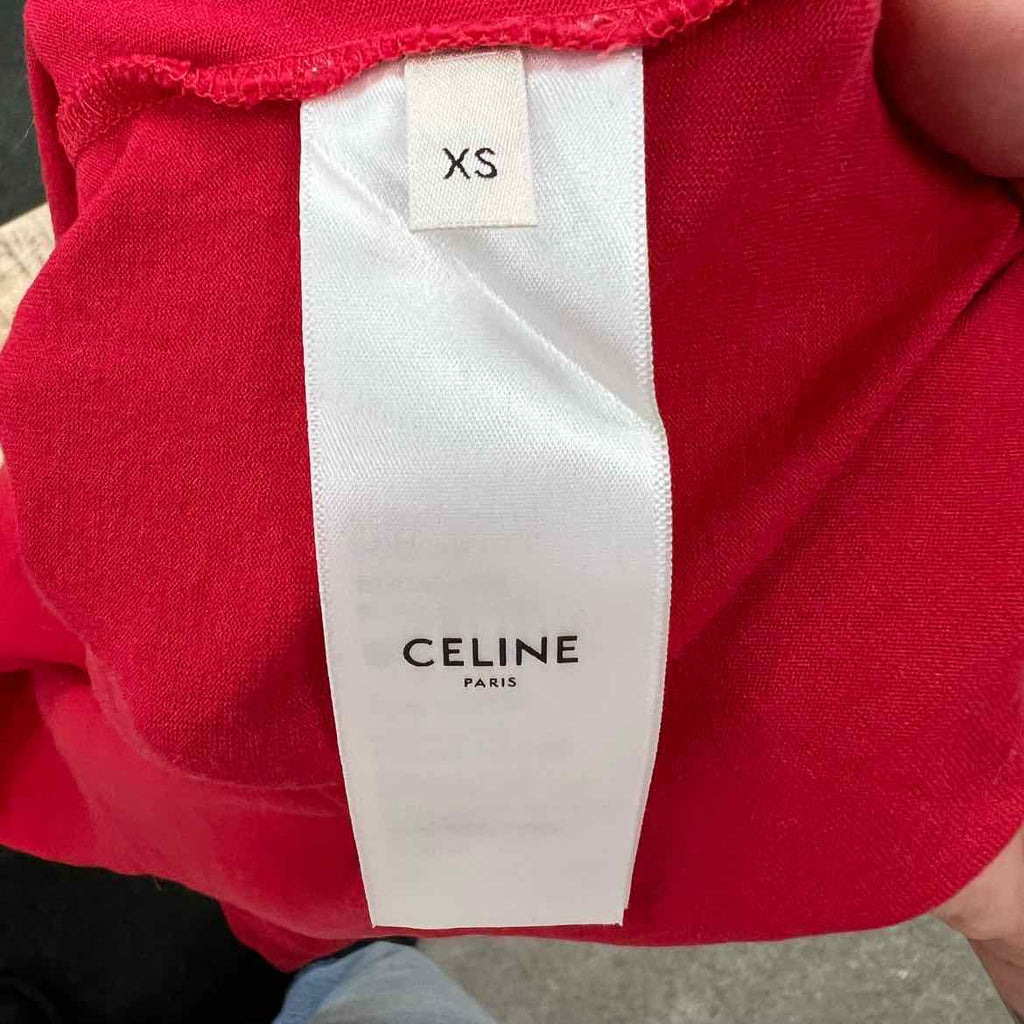 Celine T-Shirt "LUCKY LOVER" Red Used Size XS