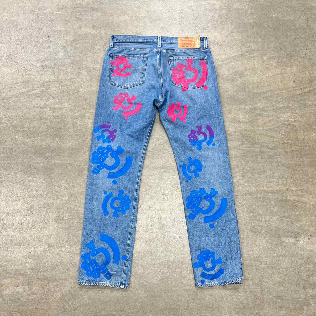 Denim Tears Jeans "BSTROY TEARS" Blue Used Size 36