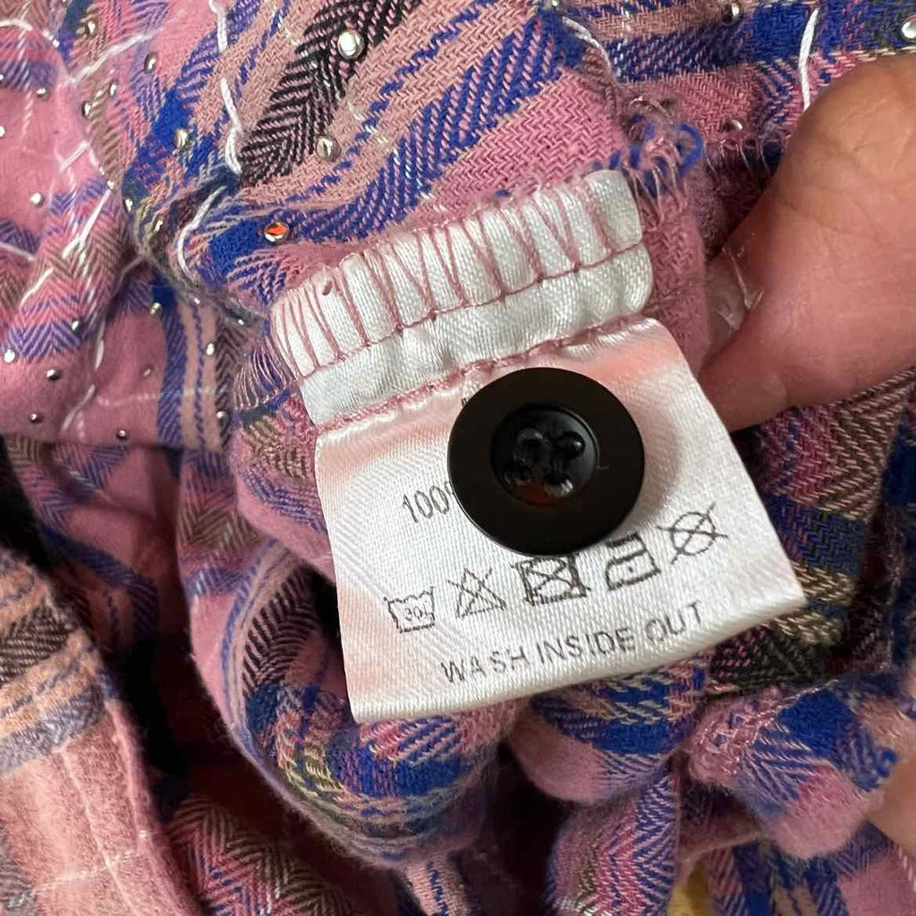 Vale Button Up "PLAID" Pink Used Size M