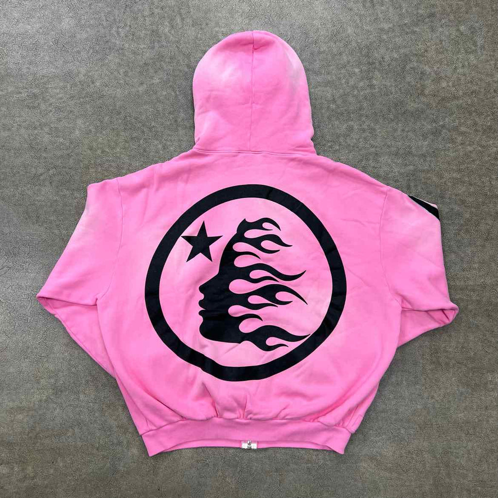 Hellstar Zip Up "FLAMES" Pink New Size L