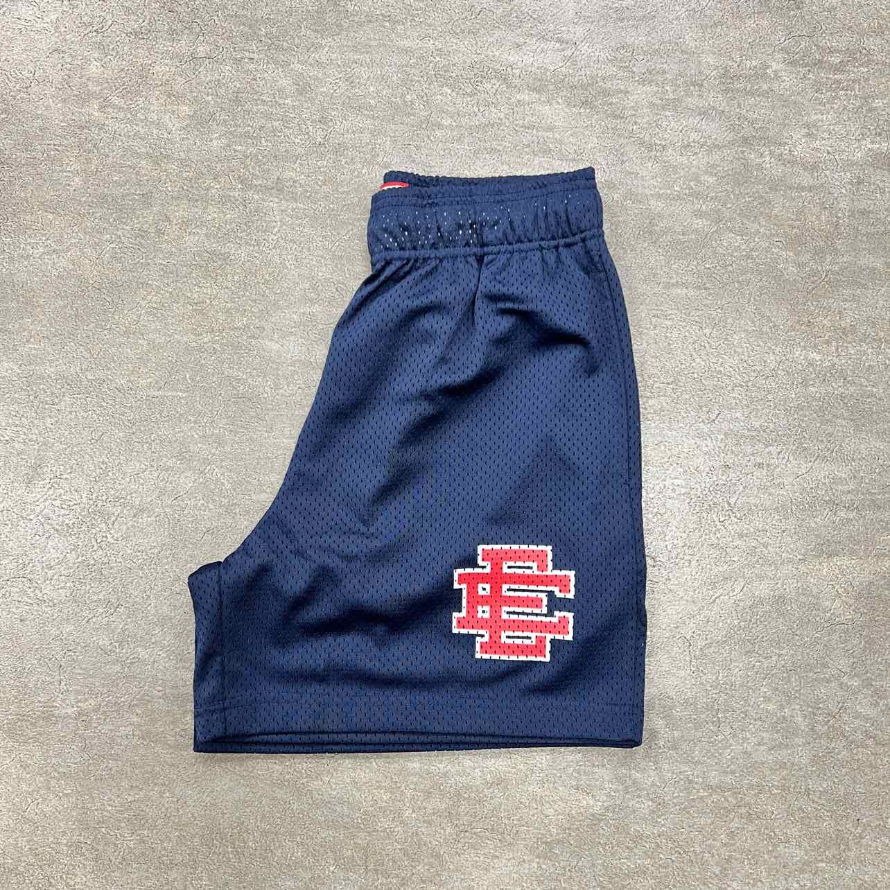 Eric Emanuel Mesh Shorts &quot;NAVY&quot; Red New Size S
