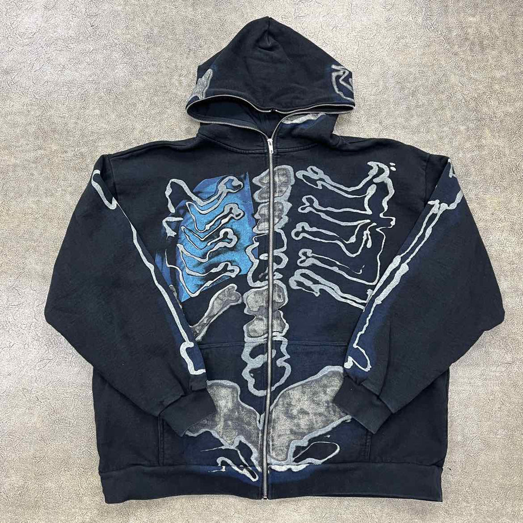 Travis Scott Zip Up "SKELETON" Black Used Size 2XL