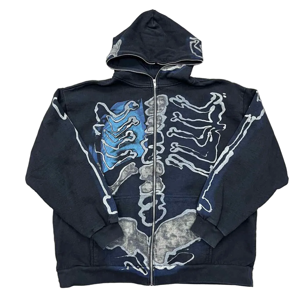 Travis Scott Zip Up "SKELETON" Black Used Size 2XL