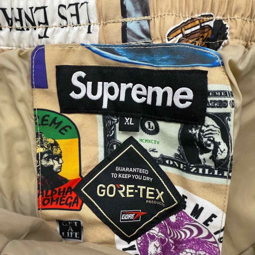 Supreme Track Pants "STICKER" Tan Used Size XL