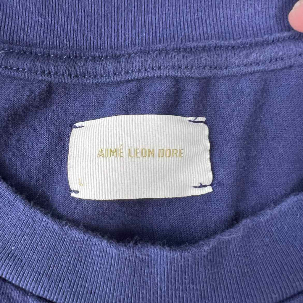 Aime Leon Dore T-Shirt "SCRIPT" Navy Used Size L