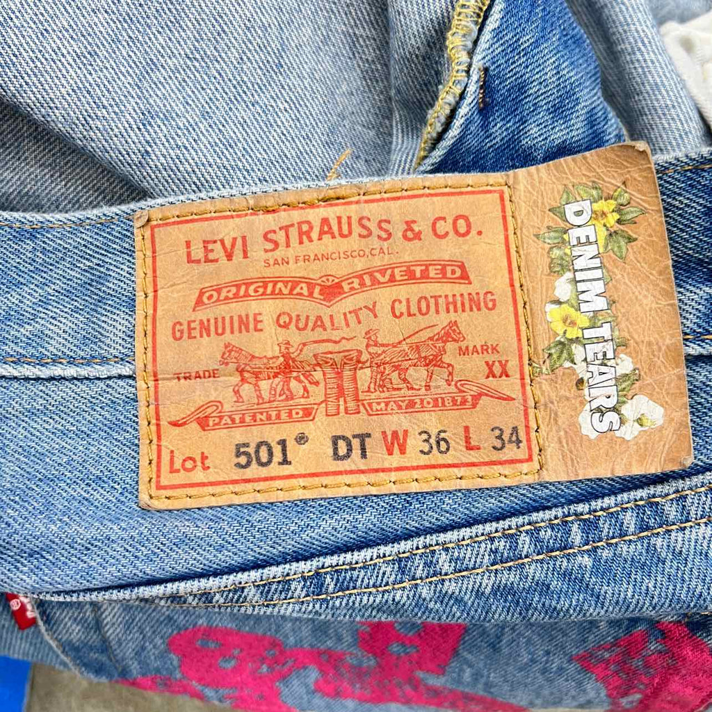 Denim Tears Jeans "BSTROY TEARS" Blue Used Size 36