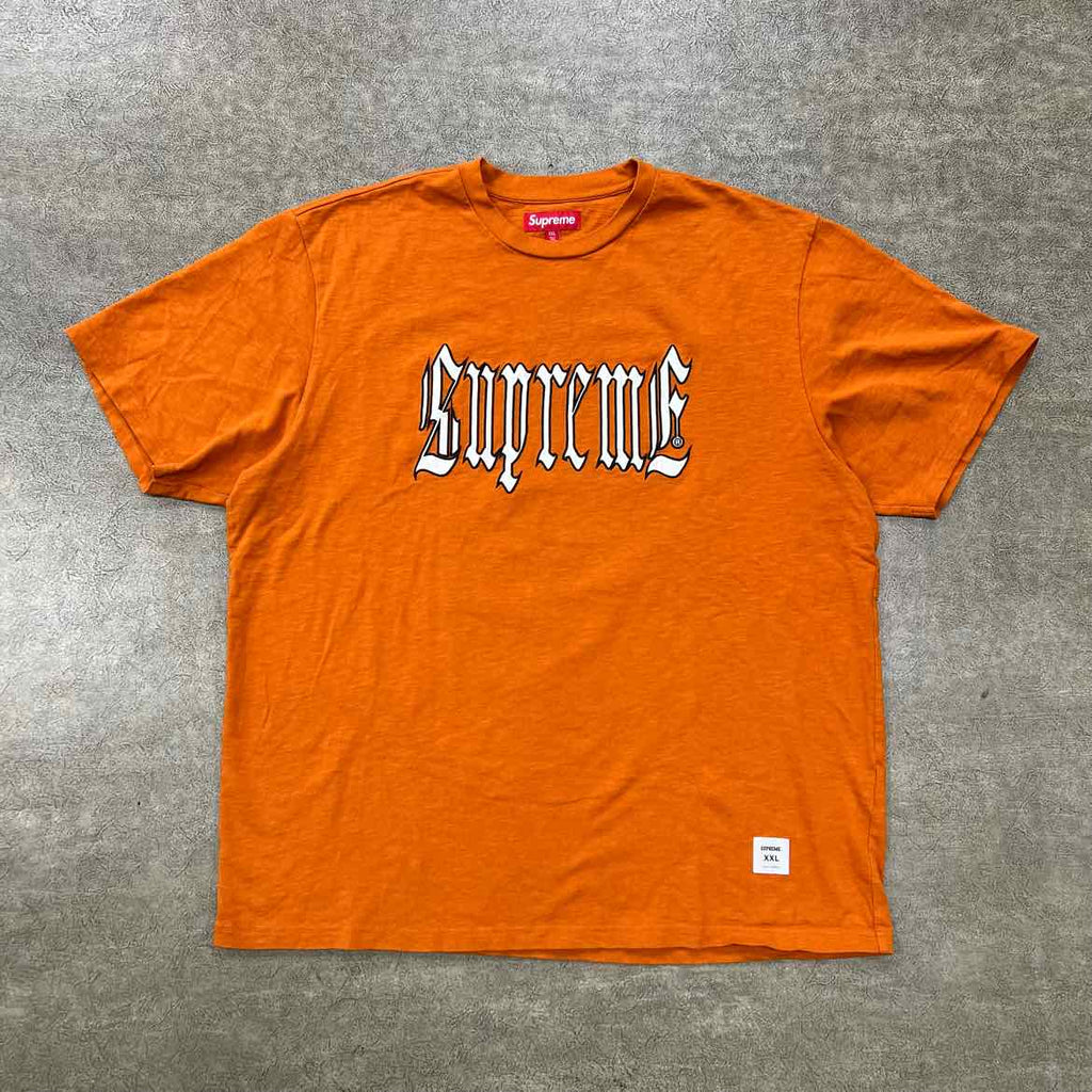 Supreme T-Shirt "OLD ENGLISH" Rust Used Size 2XL