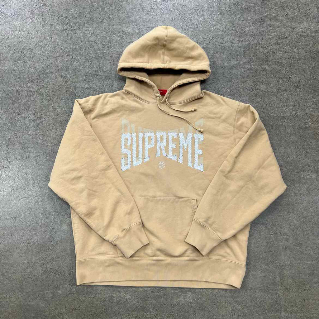 Supreme Hoodie "RHINESTONE SHADOW" Beige Used Size L