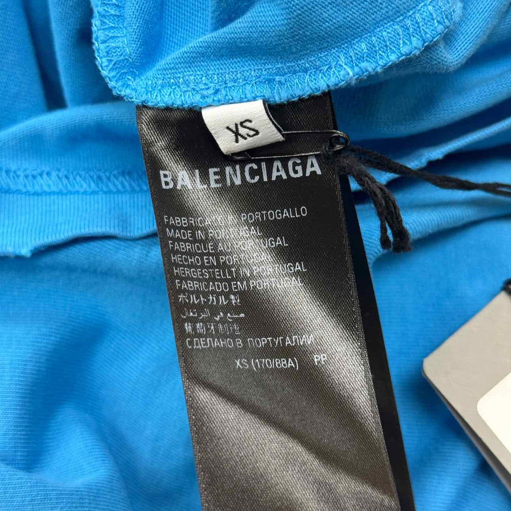Balenciaga T-Shirt "CAMPAIGN" Blue New Size XS