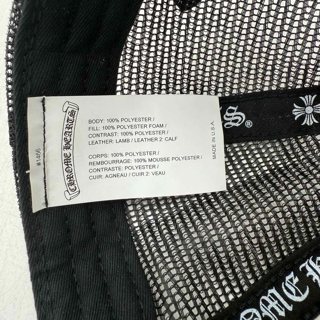 Chrome Hearts Trucker Hat "LEATHER CROSS" Used White Size OS