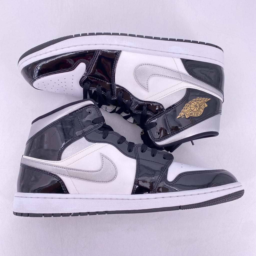 Air Jordan 1 Mid SE "Patent Black White Gold" 2024 Used Size 14