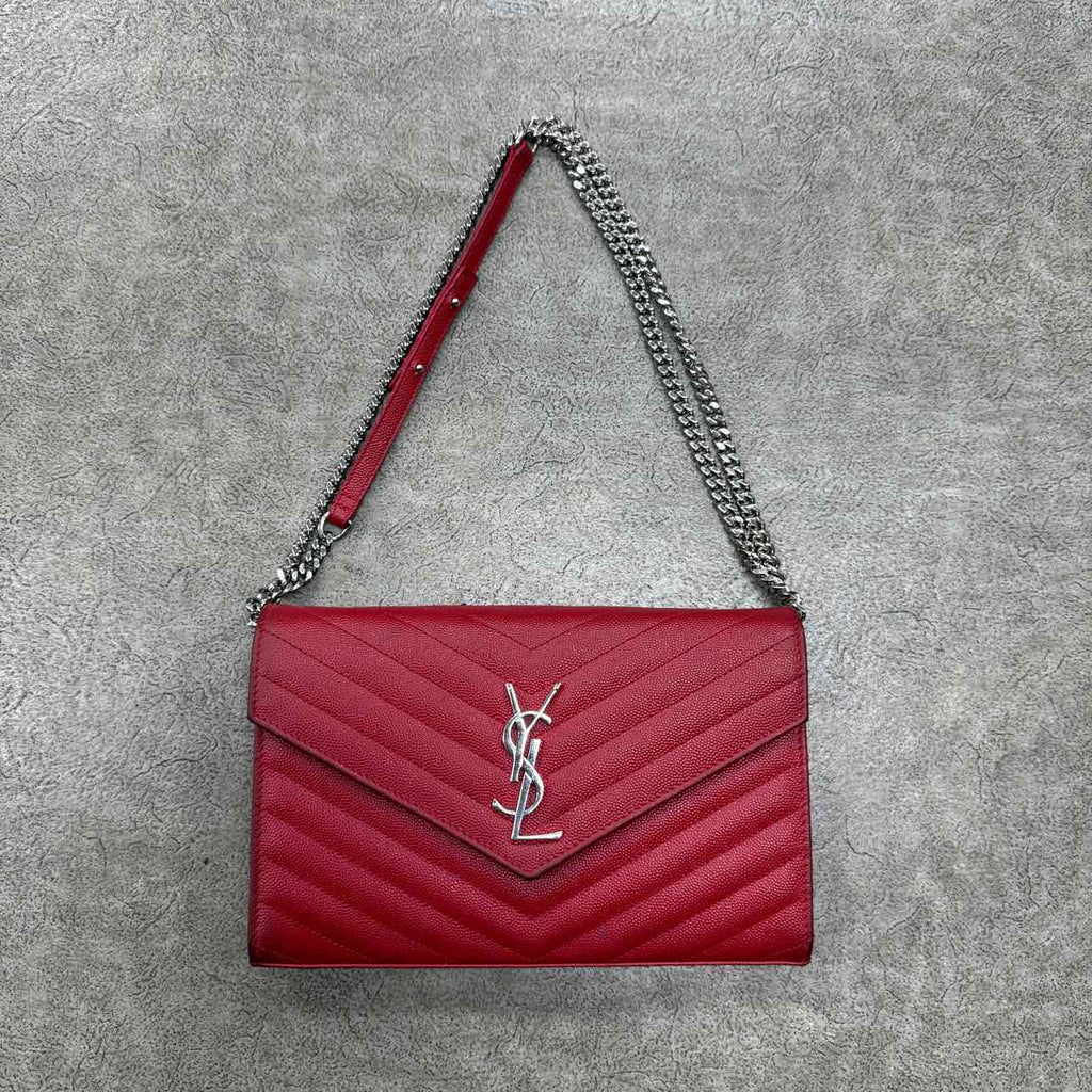 Saint Laurent Shoulder Bag "QUILTED" Used Red