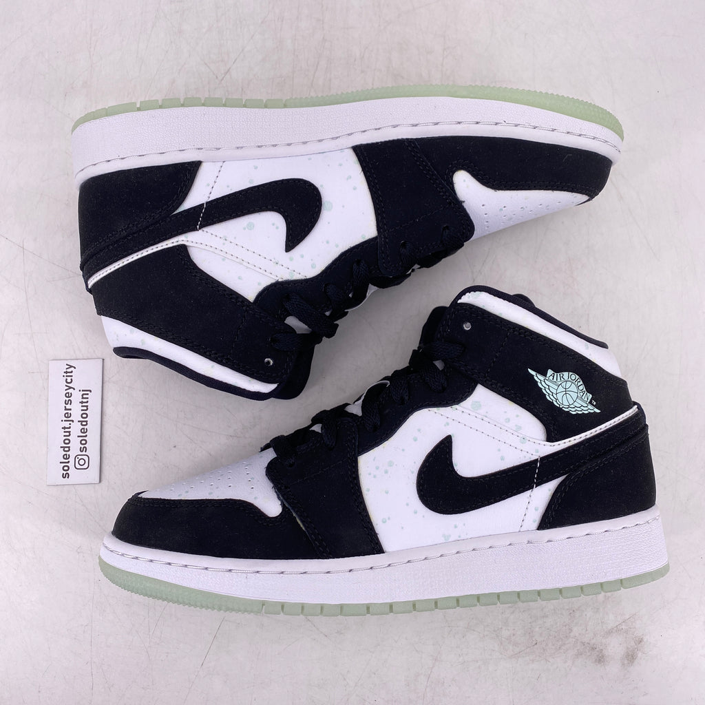 Air Jordan (GS) 1 Mid "White Black Teal" 2019 New Size 5.5Y