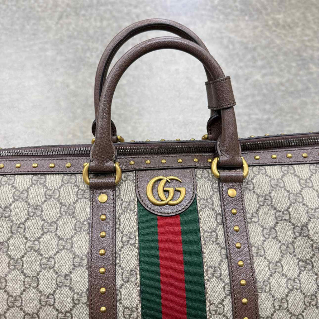 Gucci Duffle Bag "GG SUPREME SAVOY" New Brown Size L