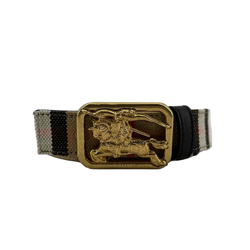 Burberry Belt "REVERSIBLE CHECK RIDER BEIGE" New Sand Size L