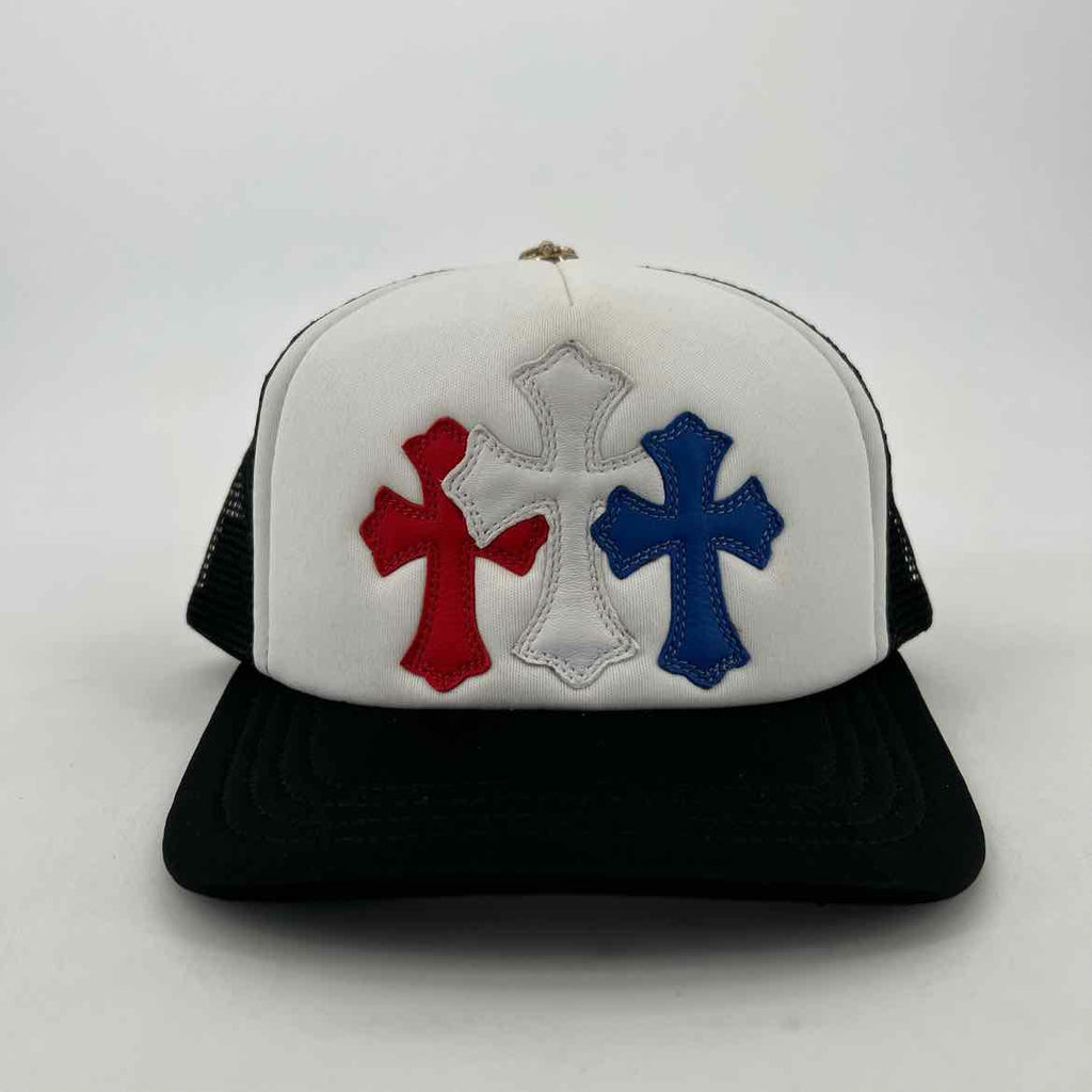 Chrome Hearts Trucker Hat "LEATHER CROSS" New White Size OS
